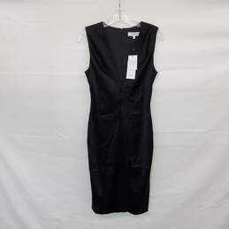 Reiss Mosaic Twist Front Black Satin Sleeveless Dress WM Size 4 NWT