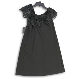 NWT Marina Womens Black Lace Off The Shoulder Knee Length A-Line Dress Size 6 alternative image