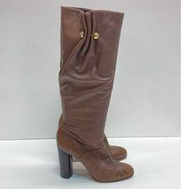 Tory Burch Leather Slouchy Riding Boots Brown 8