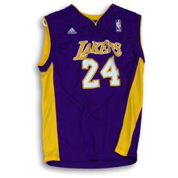 Adidas NBA Youth Purple Yellow White Lakers Jersey Size L