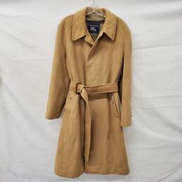 Vintage Burberrys' Espana Tan Camel Hair Tailored Single Breasted Belted Coat Men's Size M - AUTHENTICATED