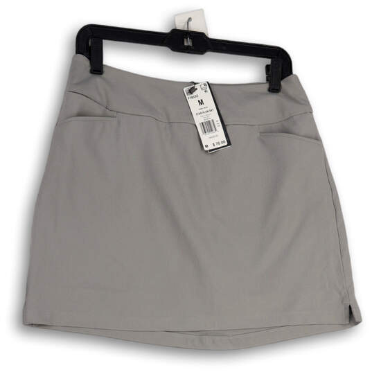 NWT Womens Gray Star Plon Pockets Elastic Waist Athletic Skort Size Medium image number 1