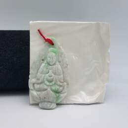 Asian Carved Jade Guanyin & Buddha Reversible Pendant 21.7g