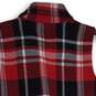 NWT Chaps Womens Red Plaid Spread Collar Asymmetric Zip Vest Size MP image number 4