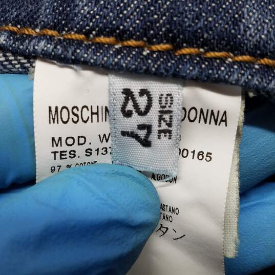 AUTHENTICATED Moschino Blue Denim Jeans Brown Heart Patch Wms Size 27 image number 4