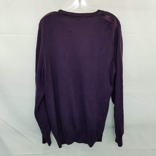 AUTHENTICATED Burberry Brit Purple Wool V-Neck Sweater Size XL image number 2