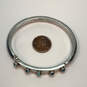 Designer Henri Bendel Silver-Tone Blue Rhinestone Hinged Bangle Bracelet image number 4