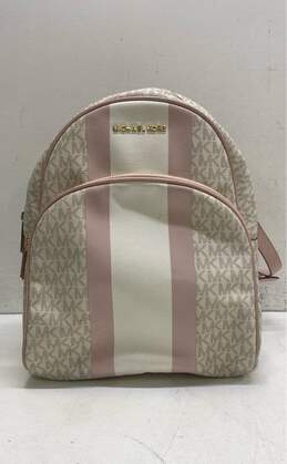 Michael Kors Monogrammed Backpack Pink, White, Khaki