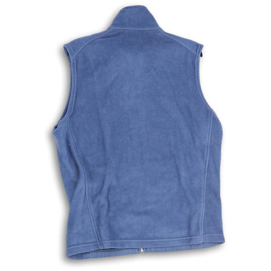 Womens Blue Fleece Mock Neck Sleeveless Full-Zip Vest Size Medium image number 2