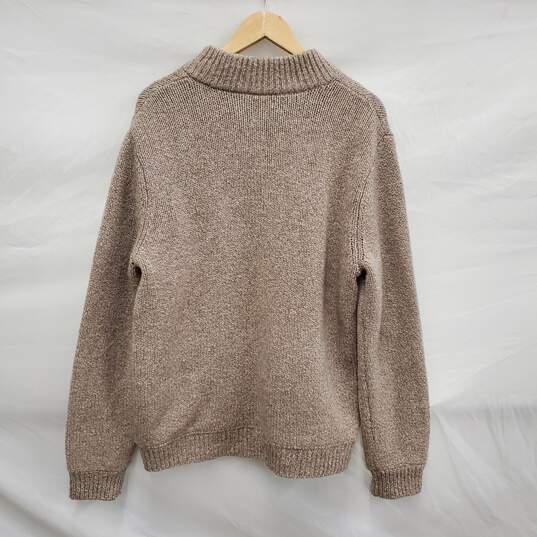 L.L. Bean MN's 100% Lambs Wool & Cotton Full Zip Beige Pullover Size L image number 2