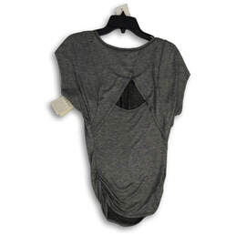NWT Womens Black Graphic Print Cap Sleeve Round Neck Pullover T-Shirt Sz S alternative image