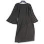 Womens Black Bell Sleeve Crew Neck Back Zip Shift Dress Size 8W image number 2