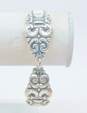 Romantic 900 & 925 Silver Fleur de Lis Pendant Necklace & Scrolled Bracelet 51.0g image number 4