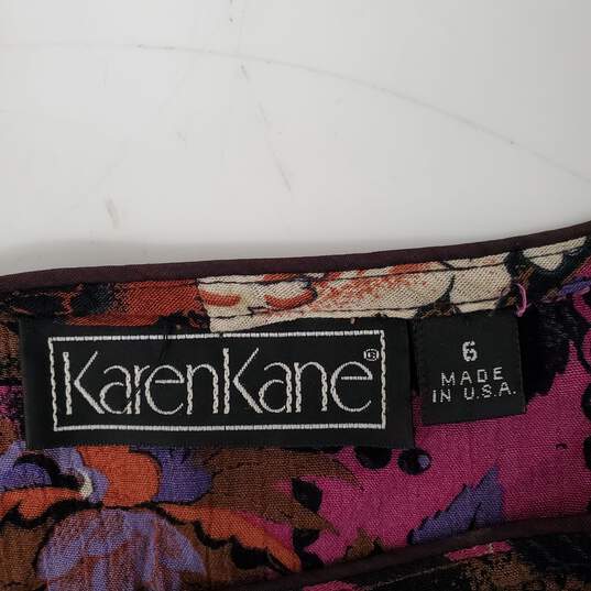 VTG Karen Kane Multi Color Floral Padded Shoulder Blouse Size 6 image number 4