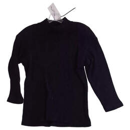 Women's Black Crew Neck Full Sleeve Pullover Sweatshirt Size Large