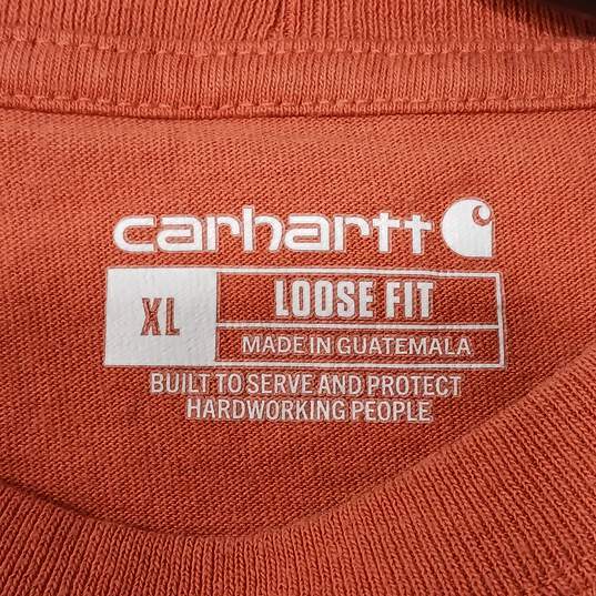 Carhartt Men's Orange Loose Fit T-Shirt Size XL image number 3