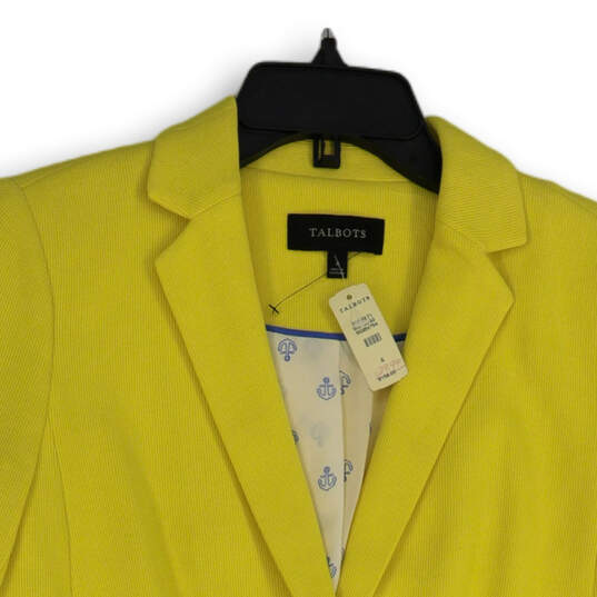 NWT Womens Yellow Notch Lapel Flap Pocket Two Button Button Blazer Size 4 image number 3