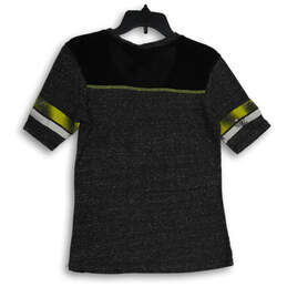 Womens Yellow Black Graphic Print V-Neck Short Sleeve Pullover T-Shirt Sz L alternative image