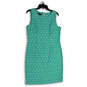 Womens Green Geometric Sleeveless Round Neck Sheath Dress Size 12 image number 1