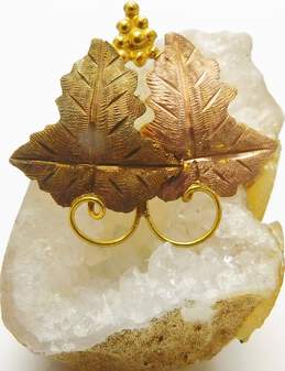 12K Tri Color Gold Grape Leaf Brooch 2.5g