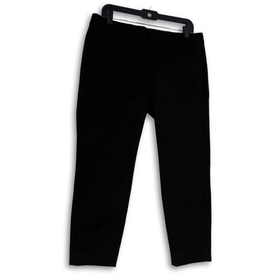 NWT Womens Black Mid Rise Flat Front Stretch Sloan Cropped Pants Size 10 image number 1