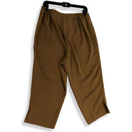 NWT Womens Brown Elastic Waist Flat Front Pull-On Cropped Pants Size 14 alternative image