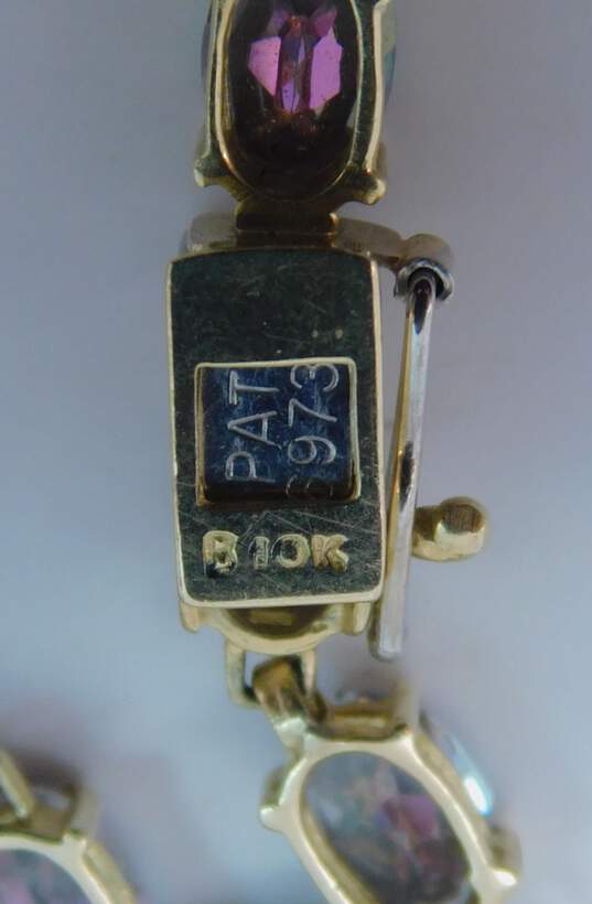 10K Yellow Gold Oval Mystic Topaz Tennis Bracelet 6.6g image number 4