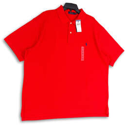 NWT Mens Red Short Sleeve Spread Collar Button Front Golf Polo Shirt Sz 2XB
