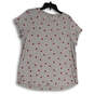 Womens Gray Heart Print Round Neck Short Sleeve Pullover T-Shirt Size Large image number 1