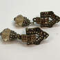 Designer Heidi Daus Gold-Tone Crystal Stone Fashionable Dangle Earrings image number 2
