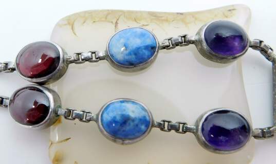 Allison Lee Dine Navajo 925 Turquoise Opal Amethyst Multi Stone Pendant Necklace image number 3