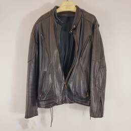 Men Black Leather Jacket L