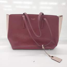Kate Spade Magenta Pink Colorblock Saffiano Leather Large Tote Bag