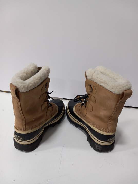 Sorel Men's Caribou Tan Leather Waterproof Boots Size 7 image number 3