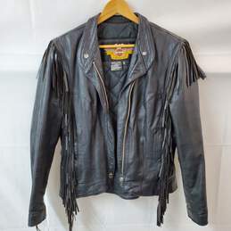 Harley Davidson Motorcycle Leather Fringe Jacket in Woman's Small