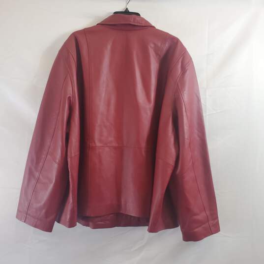 Maggie Barnes Women Red Leather Jacket Sz 4X image number 2