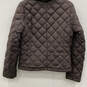 Womens Brown Long Sleeve Collared Pockets Full Zip Quilted Jacket Size S image number 2