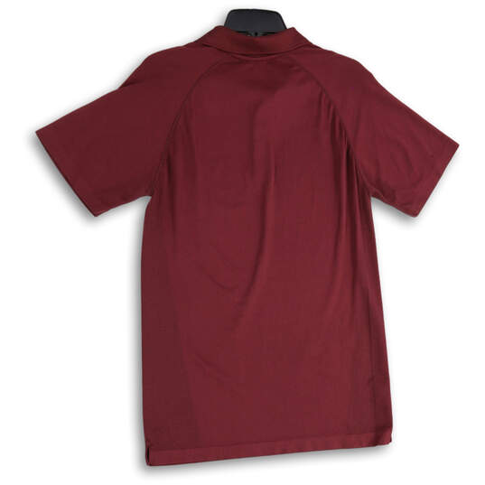Mens Burgundy Short Sleeve Spread Collar Golf Polo Shirt Size Medium image number 4