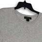 Womens Gray Knitted Short Sleeve Crew Neck Pullover Sweater Size Large image number 3