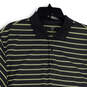 Mens Gray Green Striped Spread Collar Short Sleeve Golf Polo Shirt Size L image number 3