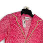 NWT Womens Pink Leopard Print Notch Collar Long Sleeve Button-Up Shirt Sz L image number 3