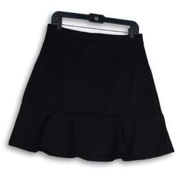 Loft Womens Black Ruffle Flat Front Short Pull-On A-Line Skirt Size Medium alternative image