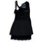 Womens Black Sleeveless Asymmetrical Neck Lace Overlay A-Line Dress Size 8 image number 2