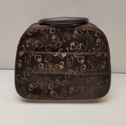 Unbranded Heart Jacquard Brown Luggage w/ Carry-On image number 3