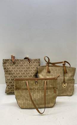 Michael Kors Assorted Bundle Lot Set of 3 Canvas Handbags