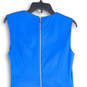 Womens Blue Round Neck Sleeveless Back Zip Knee Length Sheath Dress Size 8 image number 4