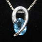 Sterling Silver Diamond Accent Blue Topaz Pendant Necklace - 3.8g image number 1