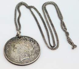 925 Sterling Silver Liberty 1923 Dollar Coin Pendant Necklace 38.1g alternative image