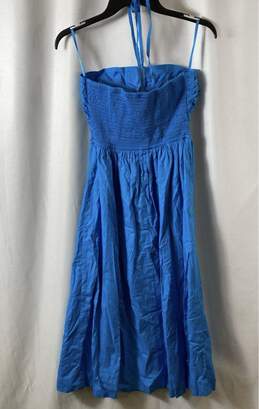 NWT LOFT Womens Aqua Blue Smocked Keyhole Halter Midi Fit & Flare Dress Size 2 alternative image