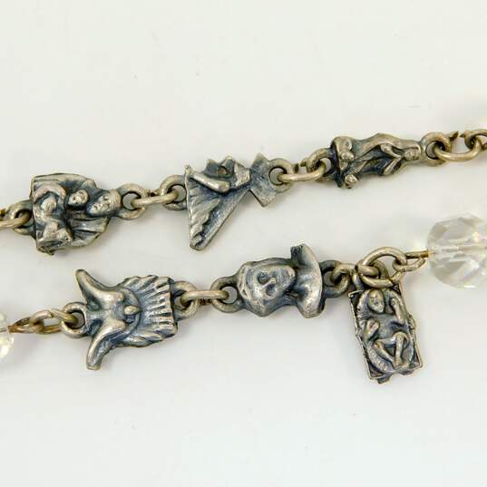 Vintage Silver Tone & Aurora Borealis Rosary Prayer Beads 99.8g image number 7